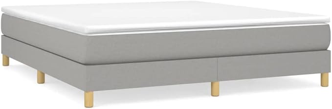Bed Frame Light Gray Polyester Fabric, Plywood, Engineered Wood Bed Frame Single Bed for Bedroom Apartment