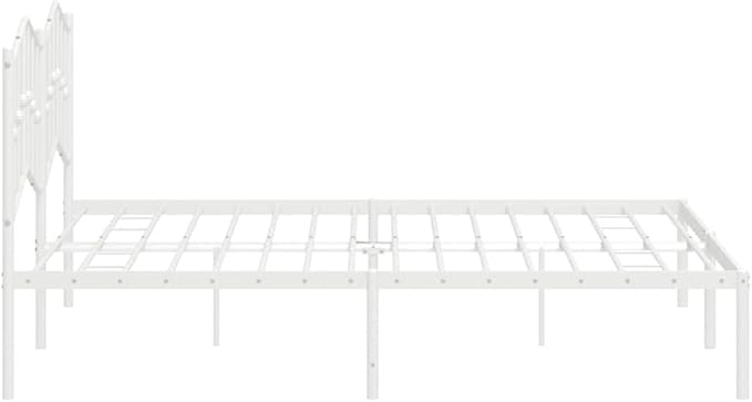 Modern White Metal Bed Frame with Steel Structure, Contemporary Design for Bedroom, Sleek Finish and Durable Support for Couples or Guest Rooms