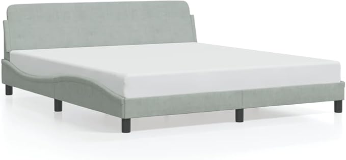 Light Gray Velvet Bed Frame with Storage, Modern Single Size Upholstered Platform for Small Spaces Light Gray, 74.0 x 90.9 x 29.3 in