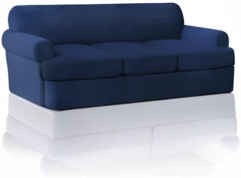 PrinceDeco T Cushion Sofa Slipcover 4 Pieces Sofa Covers for T Cushion Couch Soft Sofa Slip Covers Furniture Protector with 3 Individual T Shape Seat Covers Width Up to 88 Inch -Navy