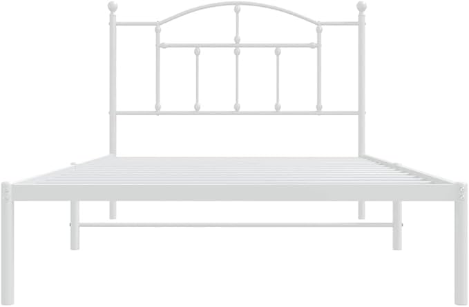Bed Frame White Powder-Coated Steel Twin Bed Frame Rectangular Bedroom Furniture Bedroom Decor for bedrooms