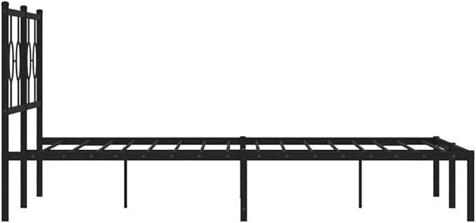 vidaXL Bed Frame Black Steel 59x79 in King Size Industrial Bed Frame
