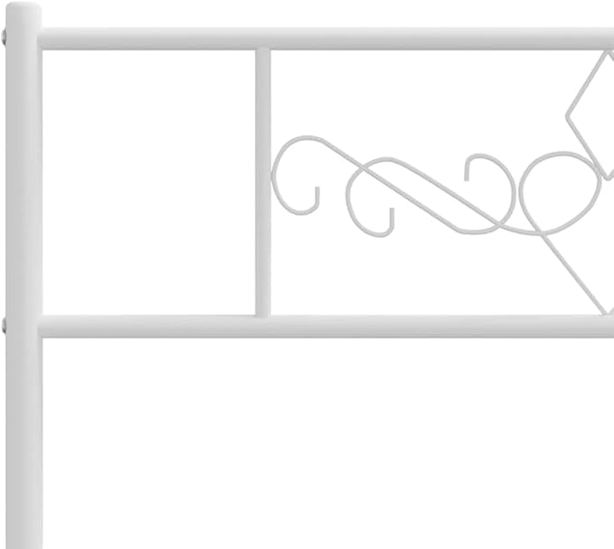 Traditional Double Metal Bed Frame with White Powder-Coated Steel, Durable Heavy Duty Construction for Master Bedroom or Guest Room, Ample Underbed Space, Timeless Elegant