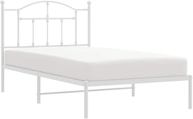 Bed Frame White Steel Single Bed Frame Rectangular Modern Bedroom Furniture Bedroom Decor for Hotels