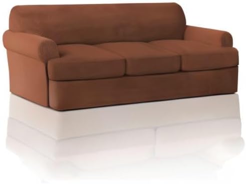 PrinceDeco T Cushion Sofa Slipcover 4 Pieces Sofa Covers for T Cushion Couch Soft Couch Cover (70"-88") Sofa Slip Cover Furniture Covers with 3 Individual T Shape Seat Covers Washable, Caramel