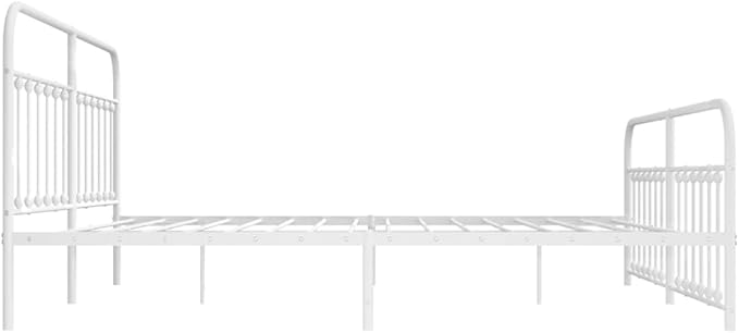 Bed Frame White Steel Bed Frame headboard for Bedroom 79x79 in Rectangular