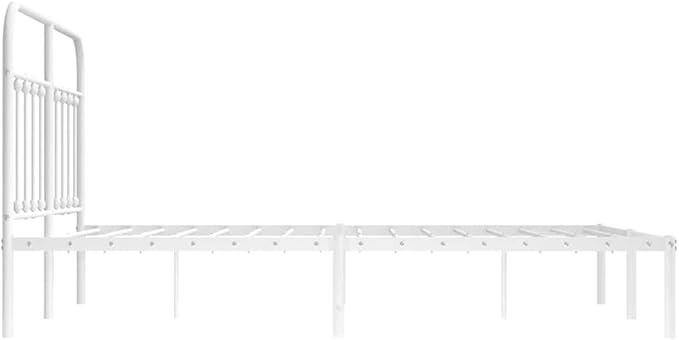 Bed Frame White Powder-Coated Steel King Bed Frame Rectangular Bedroom Furniture headboard for Guest Room
