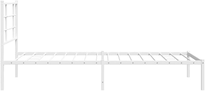 White Metal Bed Frame with Headboard, Sturdy Steel Platform Bed for Adults, Modern Minimalist Design for Bedroom or Guest Room, Easy Assembly Included