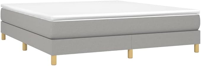 Bed Frame Light Gray Polyester Fabric, Plywood, Engineered Wood Bed Frame Single Bed for Bedroom Apartment