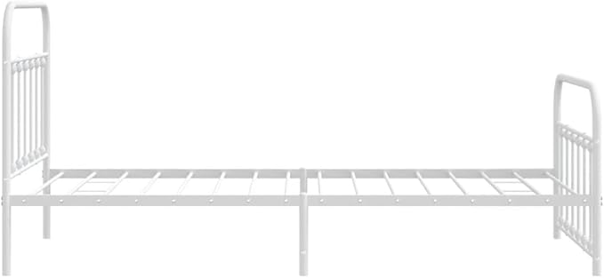 Bed Frame White Powder-Coated Steel Twin Bed Frame Rectangular headboard Bedroom Furniture for Guest Room