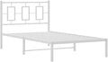 vidaXL White Metal Single Bed Frame with Headboard - Modern Bedroom Furniture, Steel Guest Bed Frame for Superior Support, 81.5x41.3x35.8 in