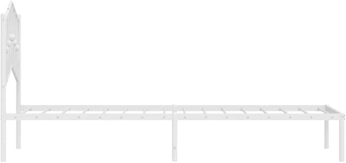 Modern Metal Twin Bed Frame with Headboard, 39.4x78.7 Inches, Sturdy Powder-Coated Steel Construction, Breathable Design for Airflow, Compact Storage Solution for Small Spaces