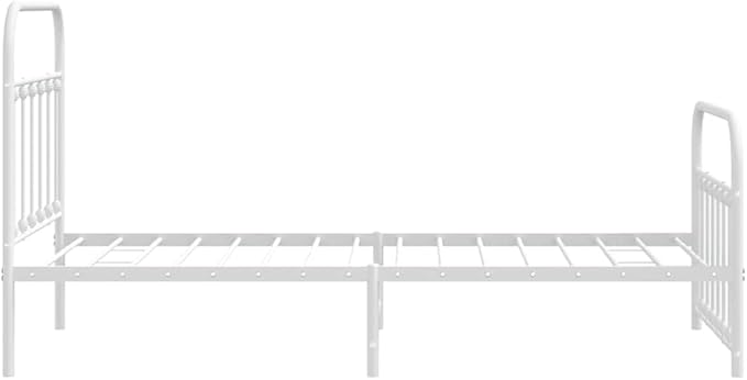 Bed Frame White Powder-Coated Steel Twin Bed Frame Rectangular Bedroom Furniture headboard for Living Room