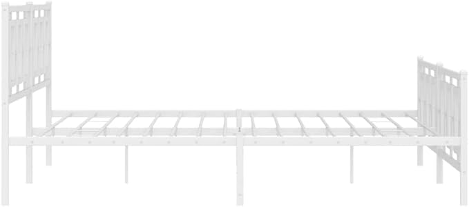 vidaXL Bed Frame White Powder-Coated Steel Full Bed Frame Rectangular