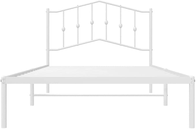 Modern Twin Metal Bed Frame with Headboard, 39.4x78.7 Inches, Sturdy Steel Platform Bed with Storage and Breathable Design for Small Spaces and Guest Rooms