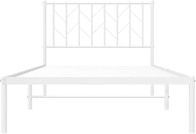 Bed Frame White Steel Single Bed Frame Rectangular Frame for Bedroom