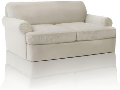 PrinceDeco T Cushion Loveseat Slipcover 3 Pieces Sofa Covers for T Cushion Sofa Stretch Slip Covers for 2 Cushion Couch with 2 Individual T Shape Seat Covers Width Up to 76", Island Fossi