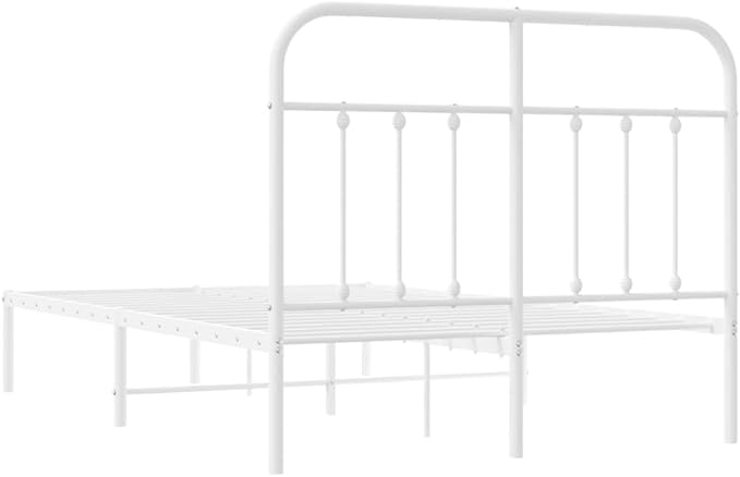 Bed Frame White Powder-Coated Steel Double Bed Frame headboard Bedroom Furniture for Living Room
