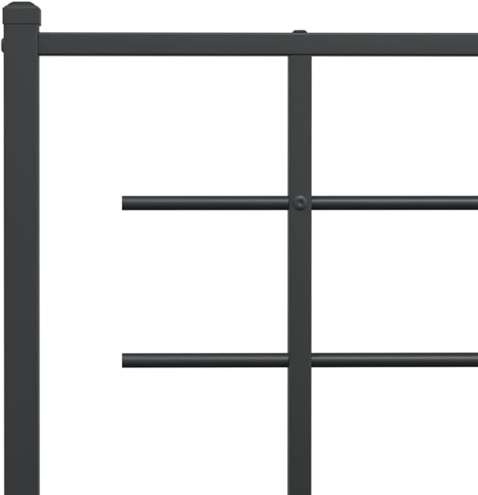 Modern Double Metal Bed Frame with Footboard and Underbed Storage, Sturdy Mattress Support Platform for Bedroom, Black Powder-Coated Finish, Space-Saving