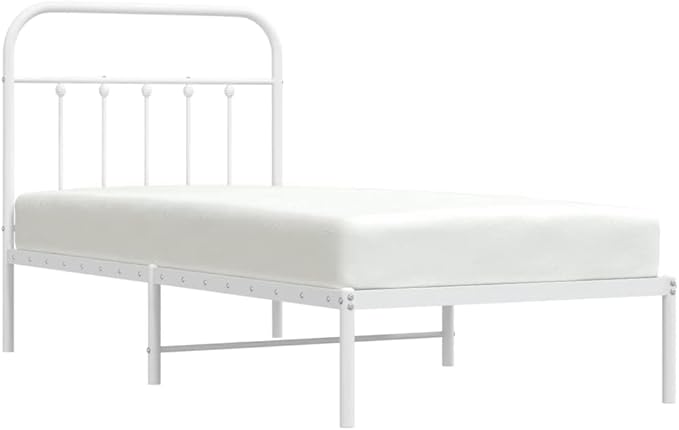 Bed Frame White Powder-Coated Steel Twin Durable Bed Frame headboard Bedroom Furniture for Bedroom
