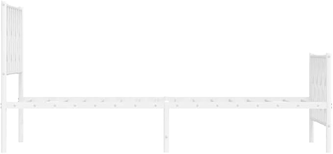Bed Frame White Steel Single Bed Frame Rectangular Durable Adult for Bedroom