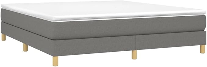 Bed Frame Dark Gray Polyester, Plywood, Engineered Wood King Furniture Bed Frame for Hotel Apartment