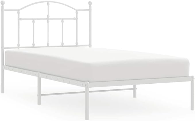 Bed Frame White Steel Single Bed Frame Rectangular Modern Bedroom Furniture Bedroom Decor for Hotels