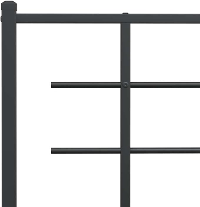 vidaXL Black Metal Bed Frame-Single 39.4"x78.7" with Headboard and Storage Space - Durable Steel Construction - Elegant Bedroom Furniture