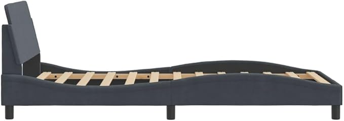 Light Gray Velvet Bed Frame with Storage, Modern Single Size Upholstered Platform for Small Spaces Dark Gray, 41.3 x 81.9 x 29.3 in