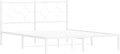 vidaXL White Steel Double Bed Frame with Headboard - Elegant Metal Slats Design (59.1"x78.7") for Modern Bedroom