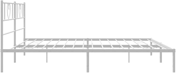 White Metal Bed Frame with Underbed Storage, 72x84 Inch Platform Base for Queen Mattress, Modern Minimalist Design with Powder-Coated Steel Construction, Easy