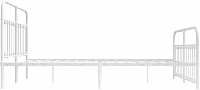 Bed Frame White Powder-Coated Steel Bedroom Furniture Single Bed for Living Room 70.9x78.7 in Super King