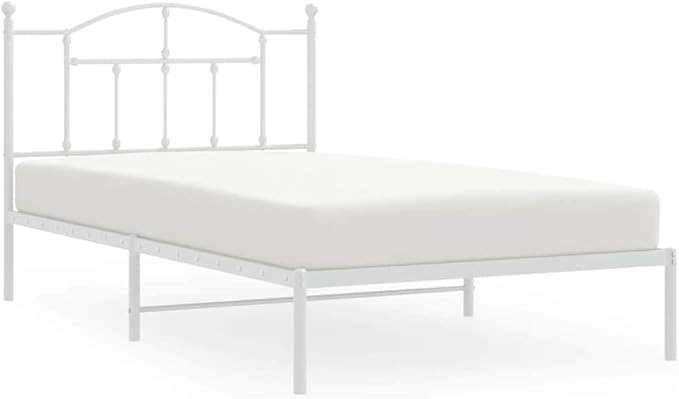 Bed Frame White Powder-Coated Steel Twin Bed Frame Rectangular Bedroom Furniture Bedroom Decor for bedrooms