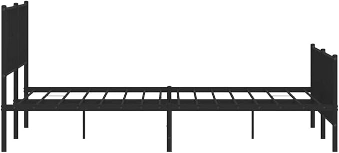 Bed Frame Black Powder-Coated Steel Double Bed Frame Classic for Bedroom