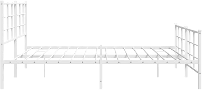 Modern Full Bed Frame with Sturdy Powder-Coated Steel, Elegant White Finish for Adults and Guest Rooms, Durable Sleek Design Fits Standard Mattress