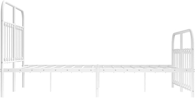 Bed Frame White Powder-Coated Steel Double Bed Bedroom Furniture for Living Room 55 x 79 in Frame