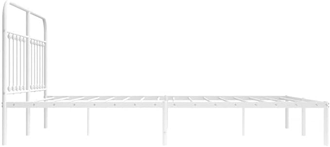 Bed Frame White Powder-Coated Steel Full Bed Frame Rectangular Bedroom Furniture headboard for Bedroom