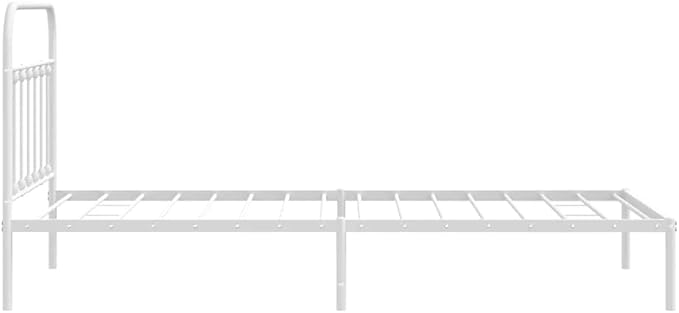 Bed Frame White Powder-Coated Steel Twin Bed Frame Rectangular headboard Bedroom Furniture for Living Room