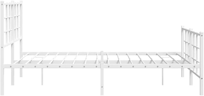 Modern Metal Bed Frame with White Finish, Sturdy Steel Construction for Double Mattress, Minimalist Design Fits Any Bedroom Decor, Easy Assembly Included