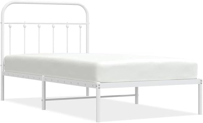 Bed Frame White Powder-Coated Steel Twin Bed Frame Rectangular headboard Bedroom Furniture for Bedroom
