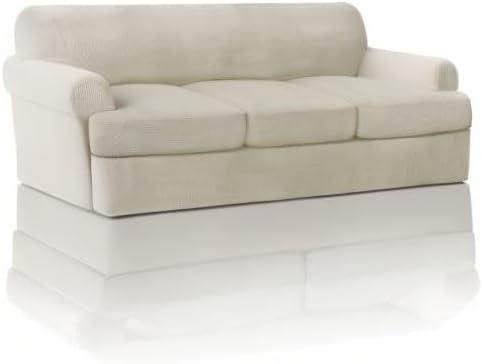 PrinceDeco T Cushion Sofa Slipcover 4 Pieces Sofa Covers for T Cushion Couch Soft Sofa Slip Covers Furniture Protector with 3 Individual T Shape Seat Covers (70"-88"), Island Fossi