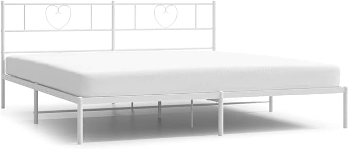 White Metal Bed Frame with Underbed Storage, 72x84 Inch Platform Base for Queen Mattress, Modern Minimalist Design with Powder-Coated Steel Construction, Easy