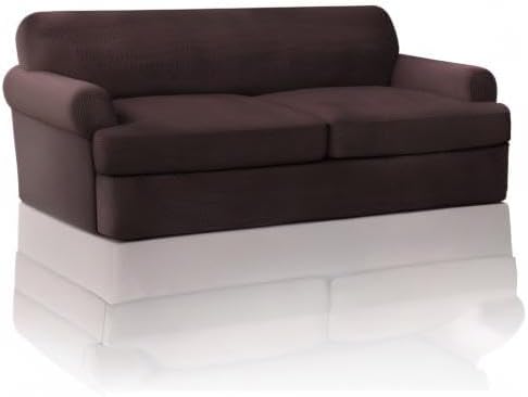 PrinceDeco T Cushion Sofa Slipcover 3 Pieces Sofa Covers for T Cushion Sofa Soft Couch Cover Sofa Slip Covers Furniture Covers with 2 Individual T Cushion Shape Seat Covers Machine Washable, Brown