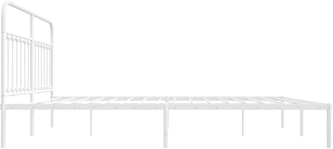 Bed Frame White Powder-Coated Steel Full Bed Frame Rectangular headboard Bedroom Furniture for Living Room