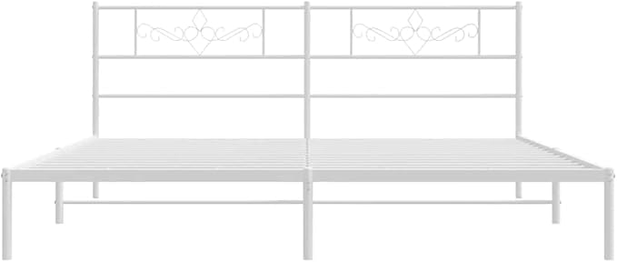 Modern White Metal Bed Frame with Sturdy Steel Construction, Full Size Platform Base for Compact Bedrooms and Guest Rooms, Supports Up to 661 lbs, Easy Assembly