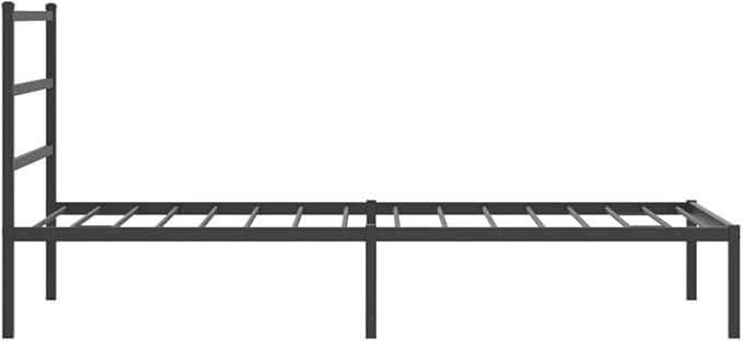 Modern Black Powder-Coated Bed Frame with Headboard, Sturdy Steel Platform Bed with Ample Storage Space, Durable Mattress Support for Single Sleeper, Easy Assembly for Guest