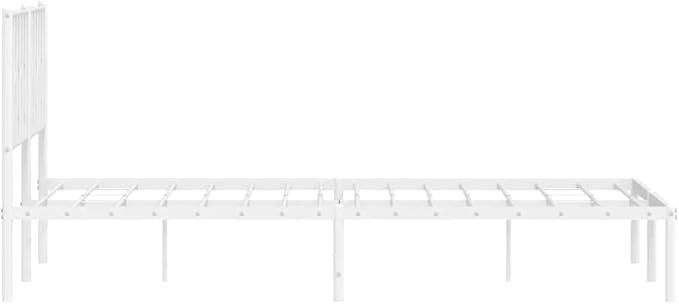 Bed Frame White Steel King Size Easy Assembly for Bedroom 59 x 79 in