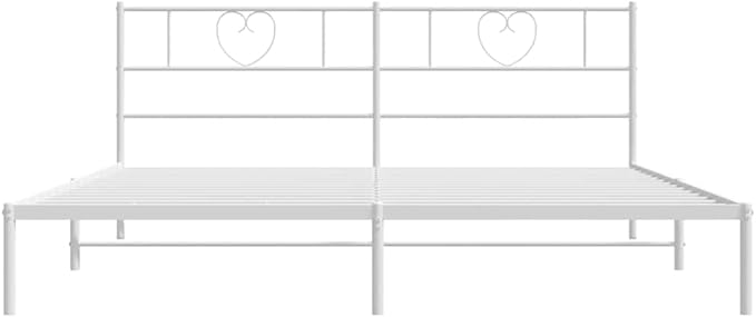 White Metal Bed Frame with Underbed Storage, 72x84 Inch Platform Base for Queen Mattress, Modern Minimalist Design with Powder-Coated Steel Construction, Easy
