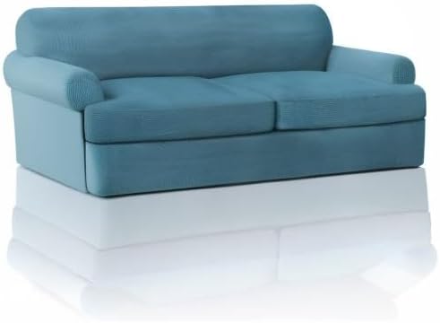 PrinceDeco T Cushion Sofa Slipcover 3 Pieces Sofa Covers for T Cushion Couch Soft Couch Covers Sofa Slip Cover Furniture Covers with 2 Individual T Shape Seat Covers (70"-88"), Storm Blue