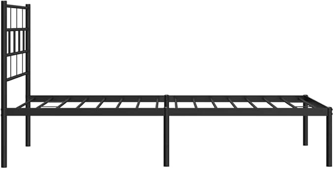 Black Single Metal Bed Frame 39.4 x 74.8 in Modern Steel Platform for Bedroom, 330 lb Load, 11.8 in Under-Bed Storage, Easy Assembly for Adult Sleepers